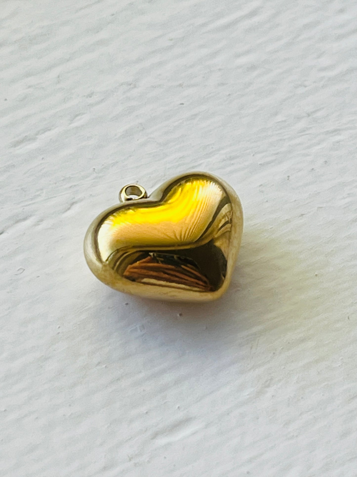 Puffy peach heart charm pendant