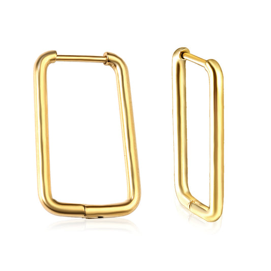 Melody rectangular gold hoop earring Waterproof and Tarnish proof