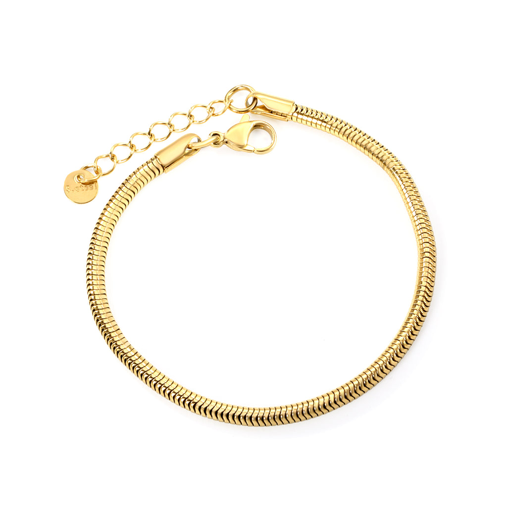 Penelope 3.2 mm round snake chain gold bracelet