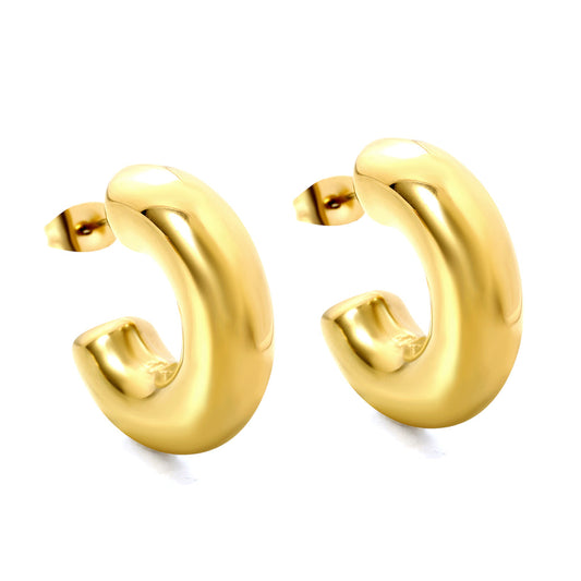 Ivy chunky thick c shape gold hoop earrings