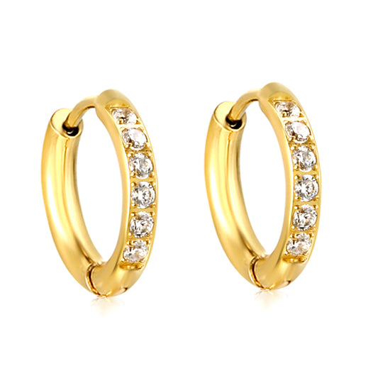 Lily inlaid gold hoop earrings