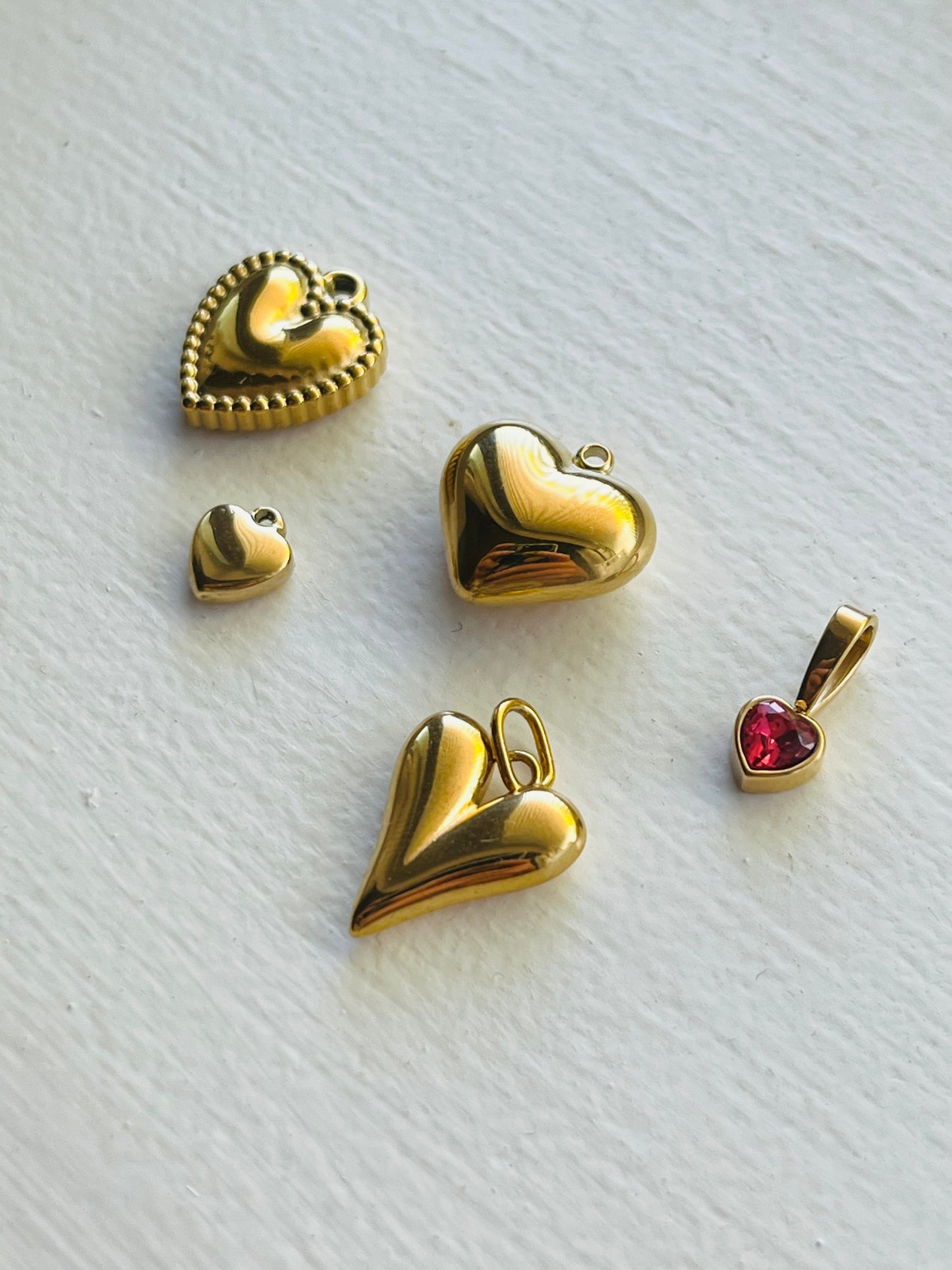 Puffy peach heart charm pendant
