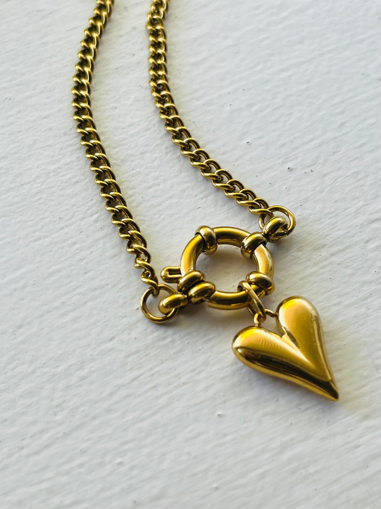 Billy paper clip chain gold necklace with mariner's clasp
