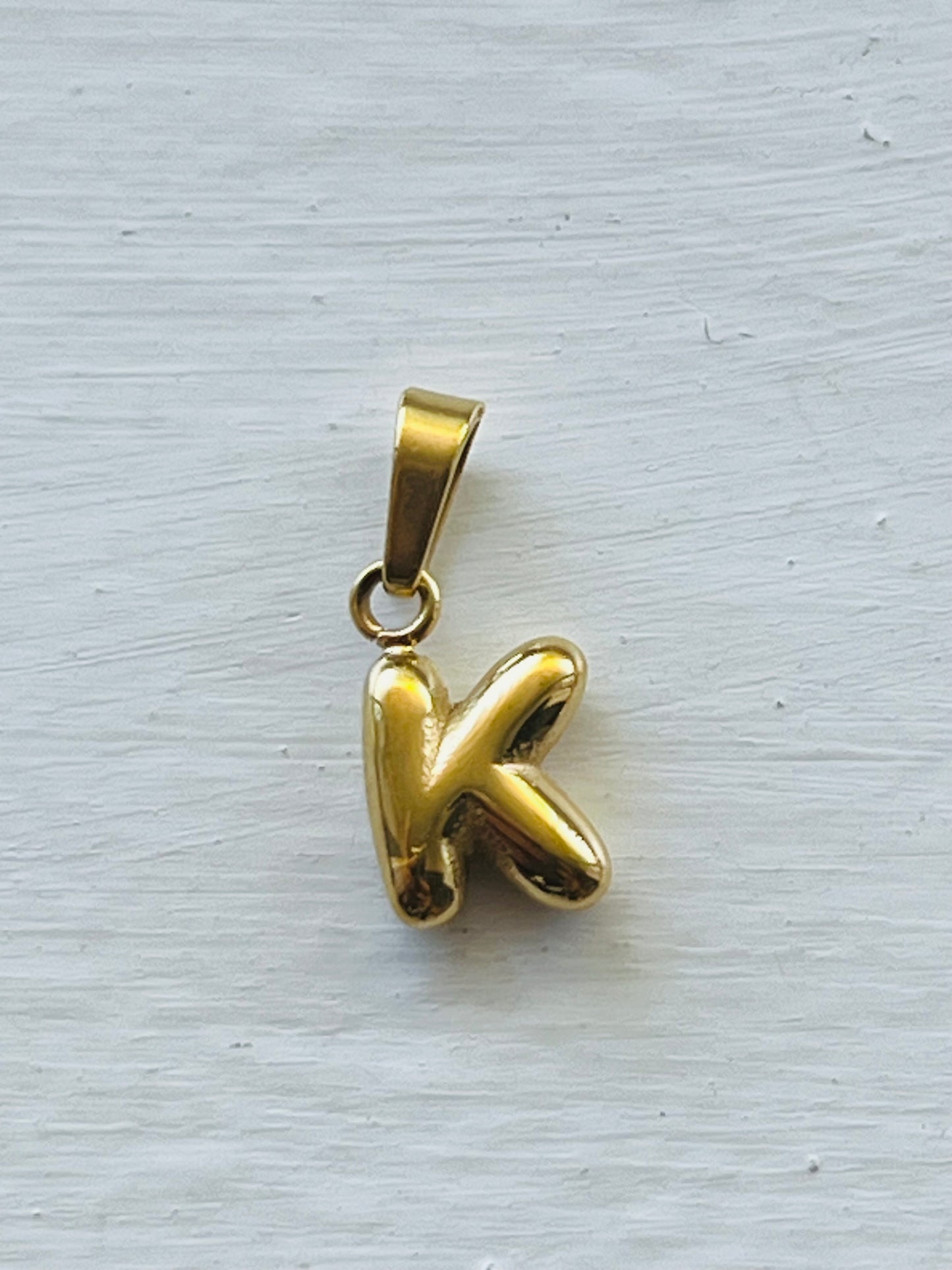 Bubble alphabet letter initial charm pendants