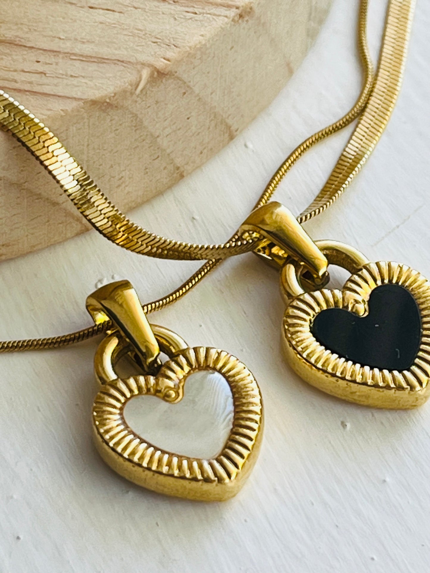 Yin yang black and white heart charms