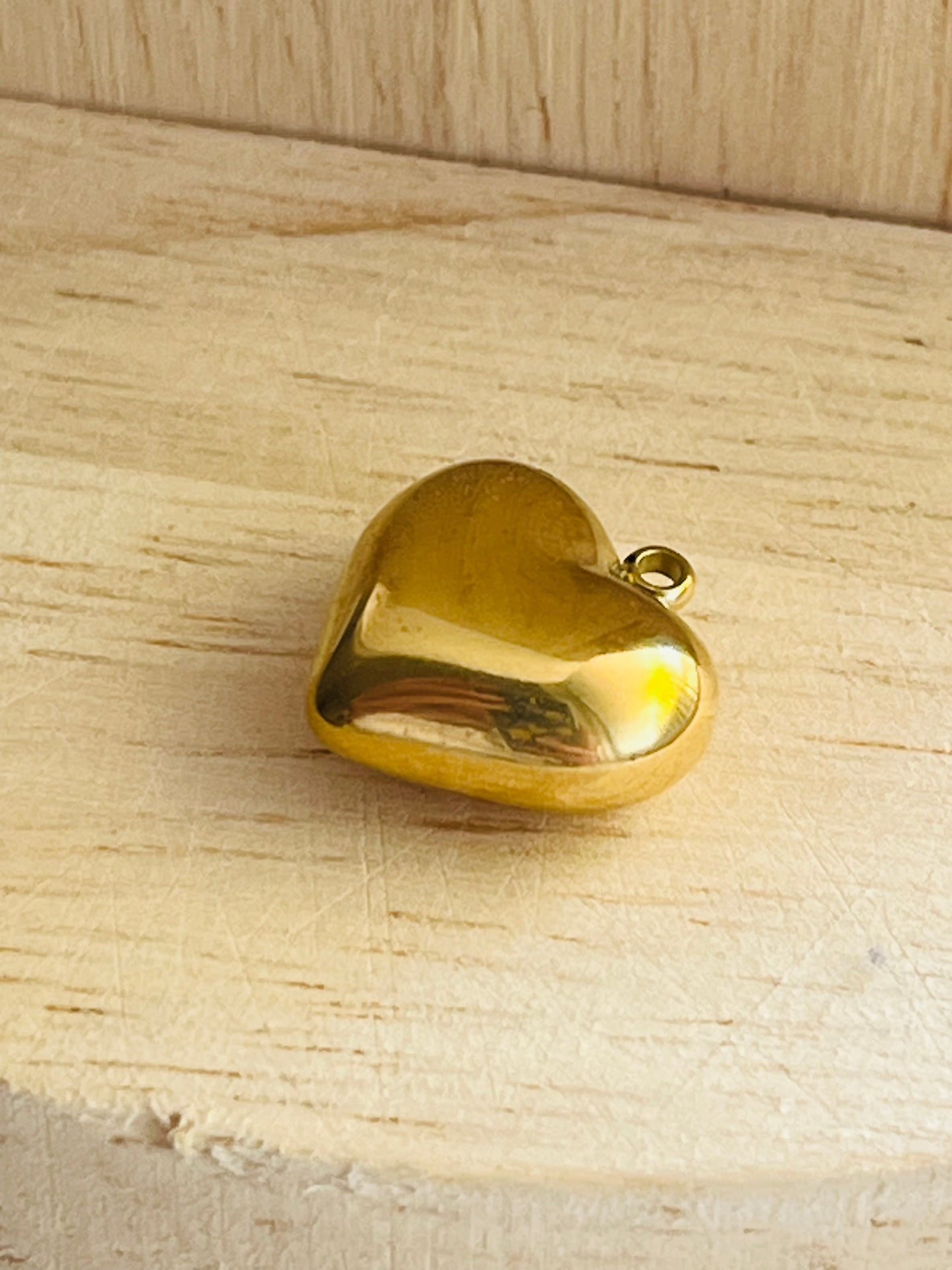 Puffy peach heart charm pendant