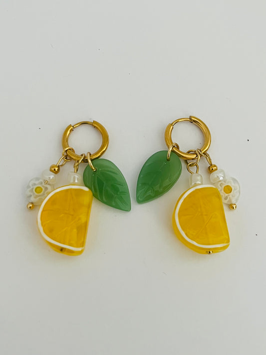Lemon charm earrings