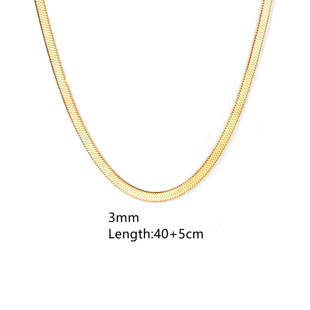 Fox and Rose herringbone snake chain gold necklace