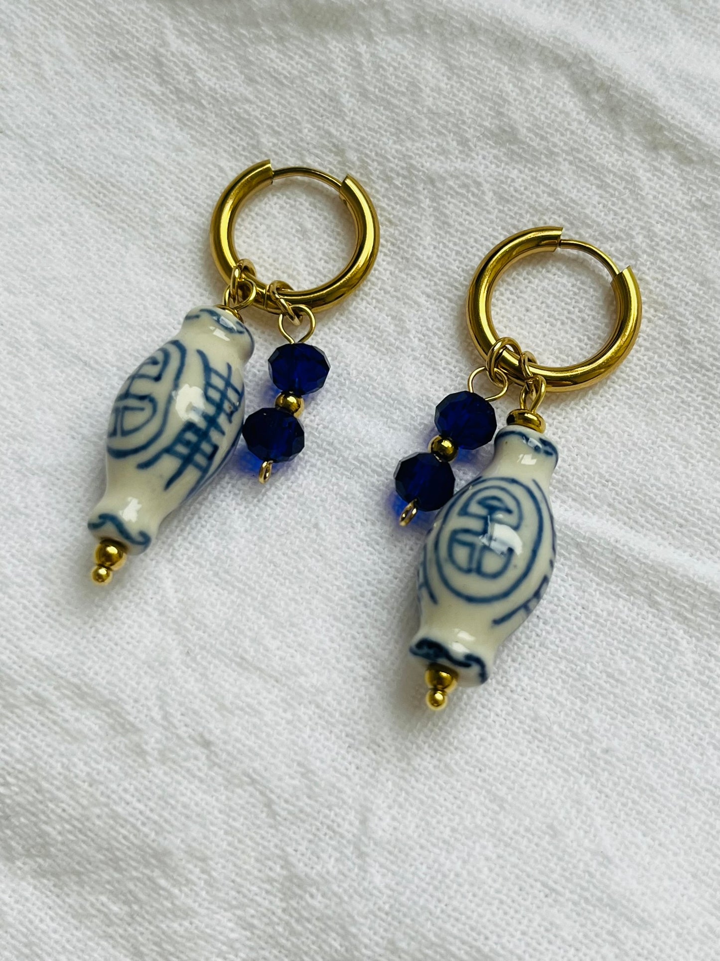 Blue notes ceramic mini vase charm earrings