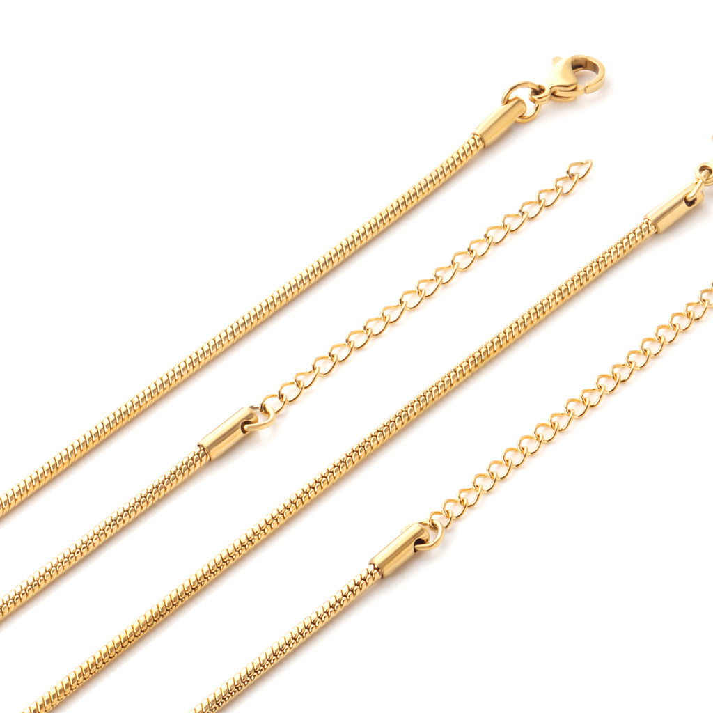 Alexis round snake 1 mm basic chain gold necklace
