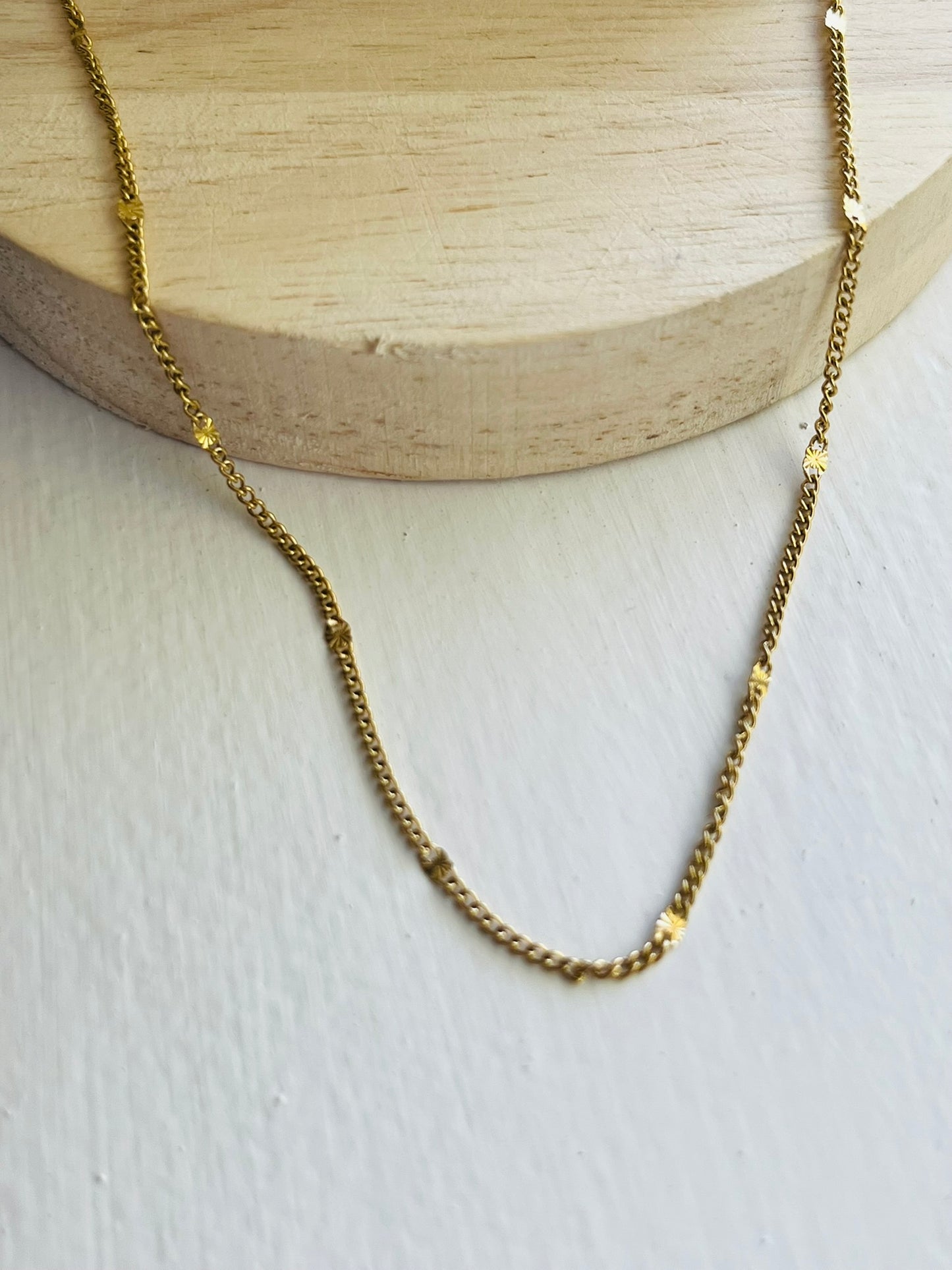 Logan stamped flat chain gold necklace