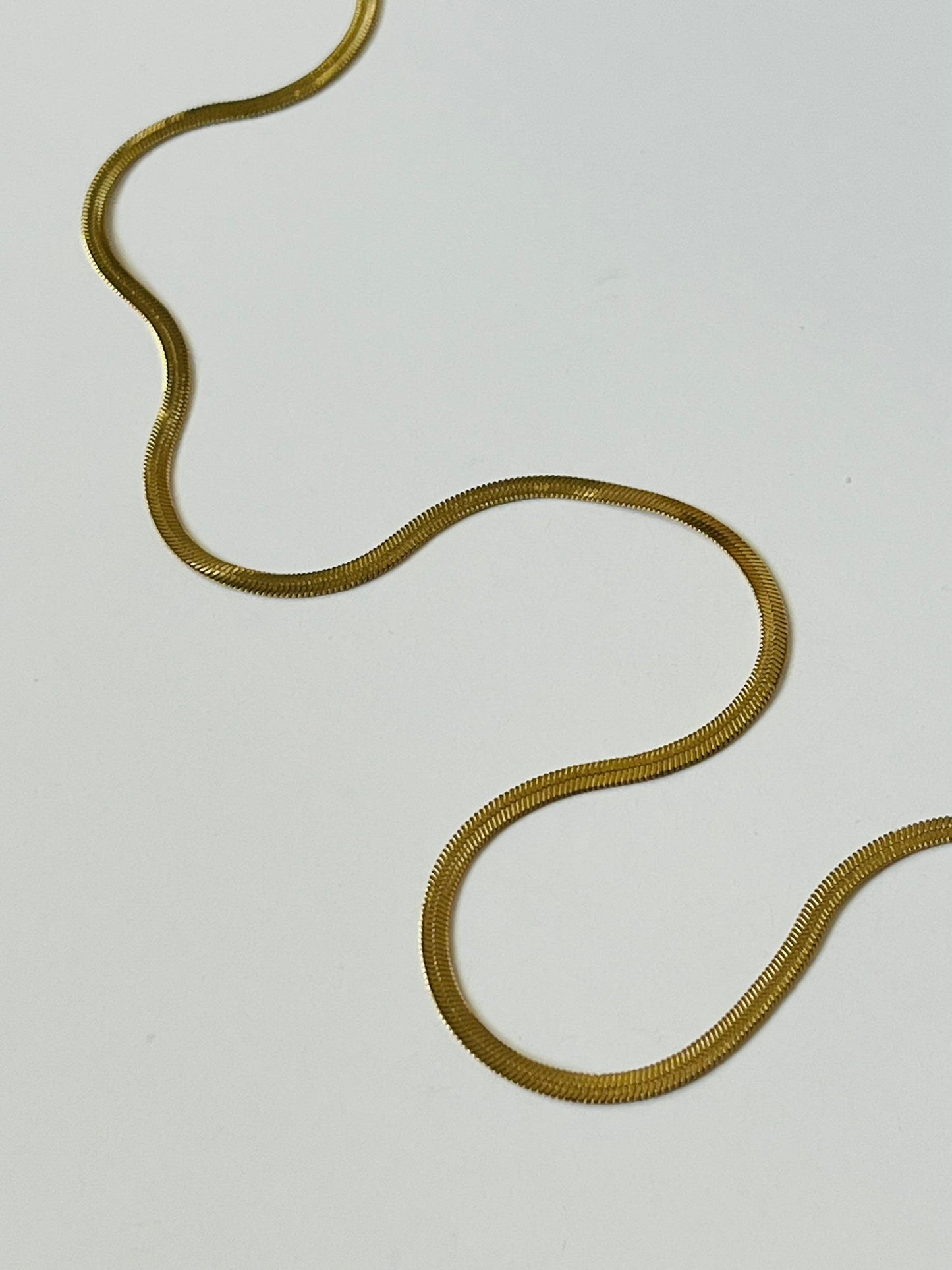 Fox and Rose herringbone snake chain gold necklace