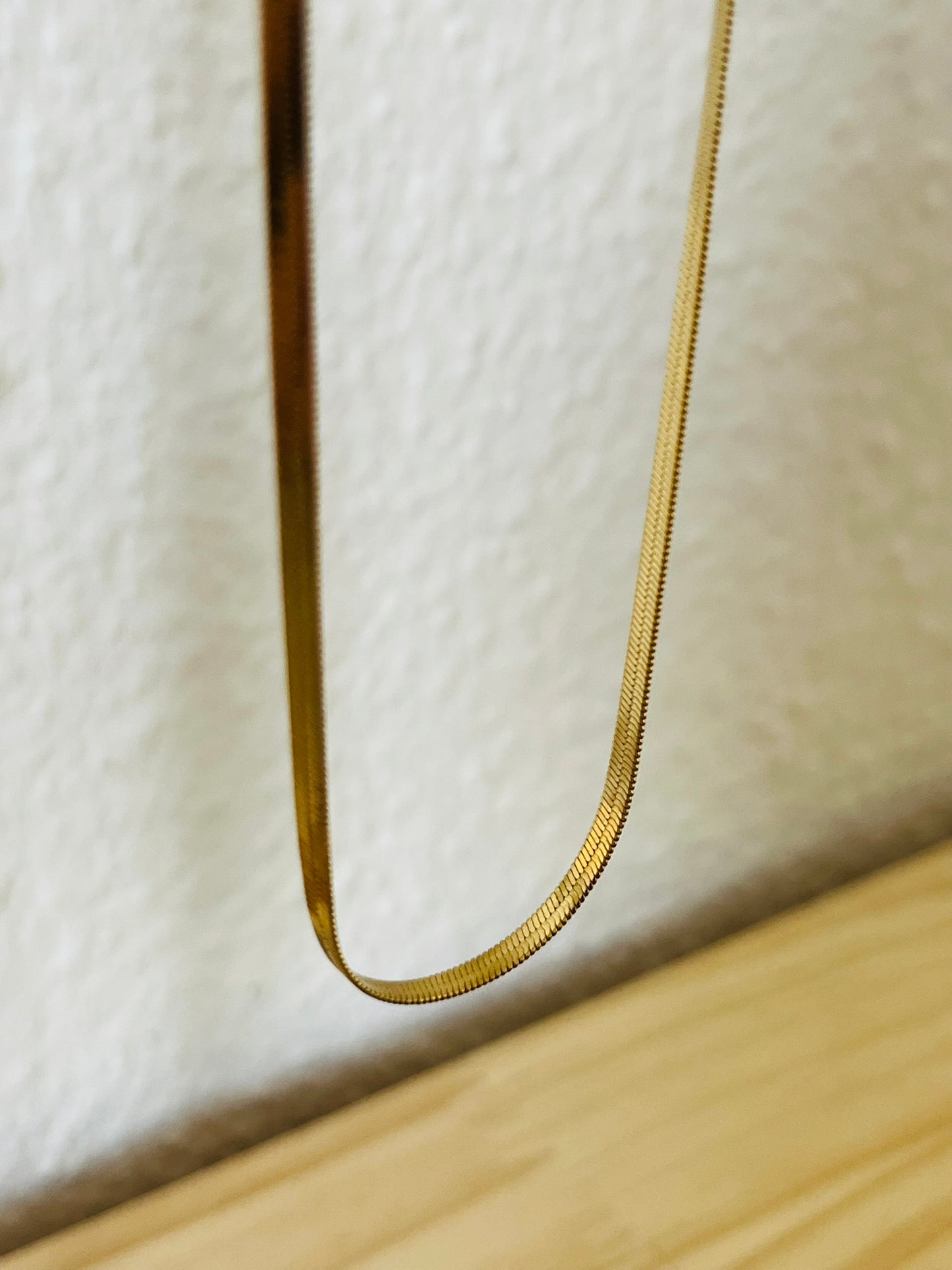 Fox and Rose herringbone snake chain gold necklace