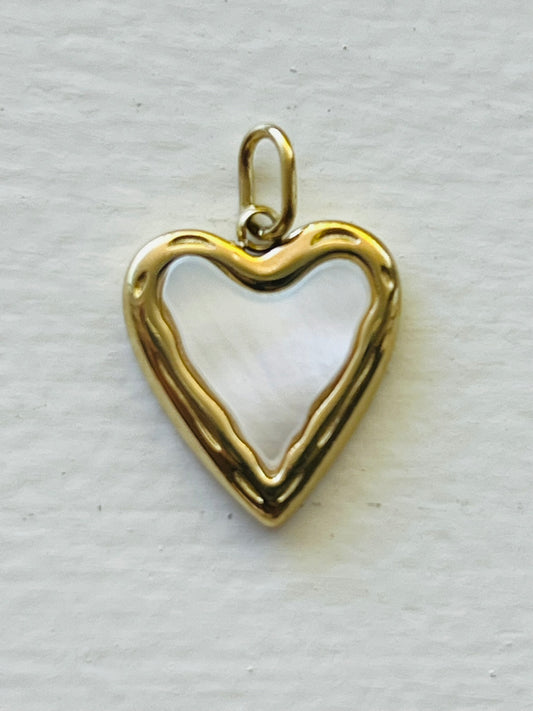 Heart charm with shell inlay