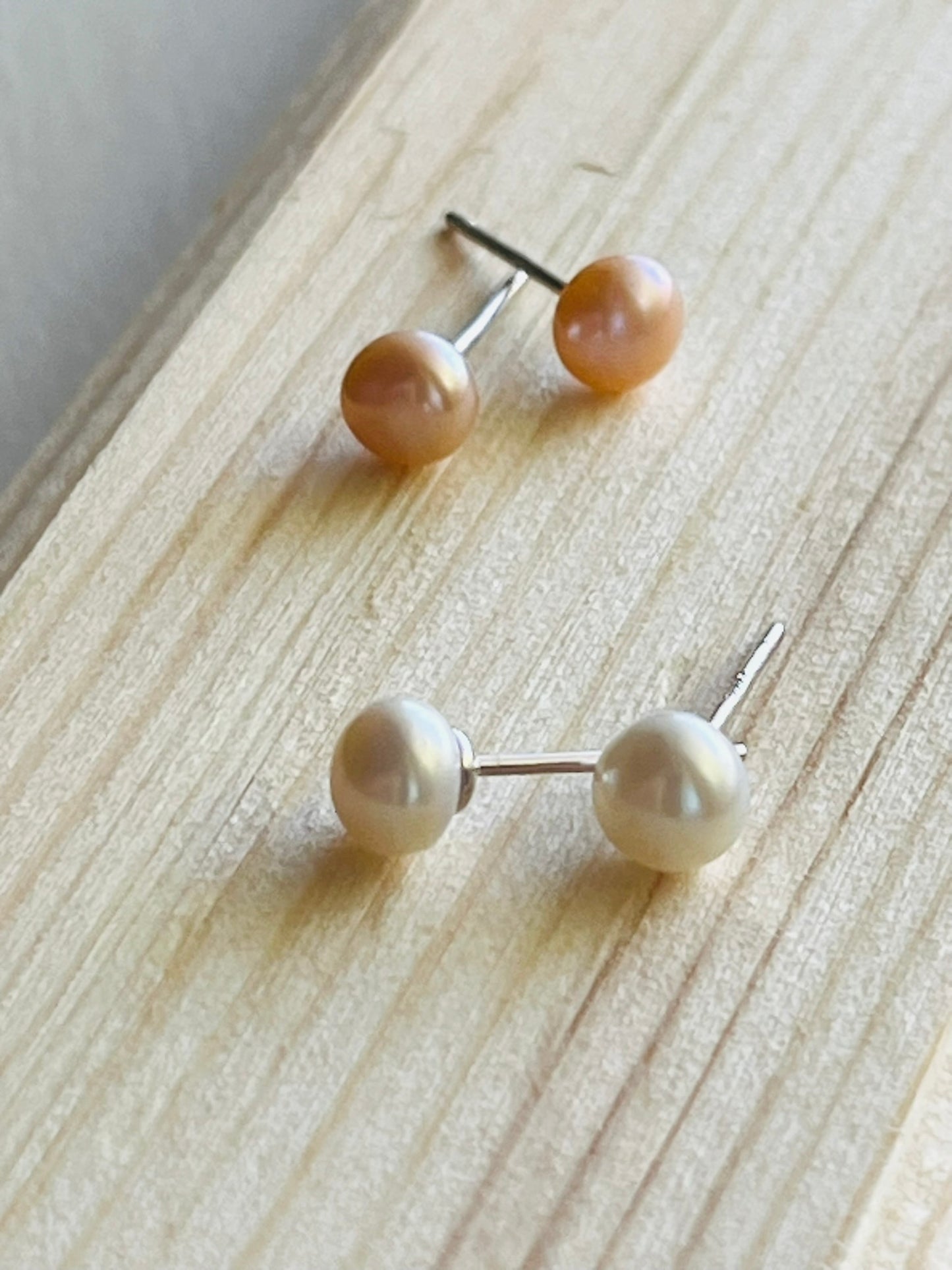 Freshwater pearl and sterling silver stud earrings