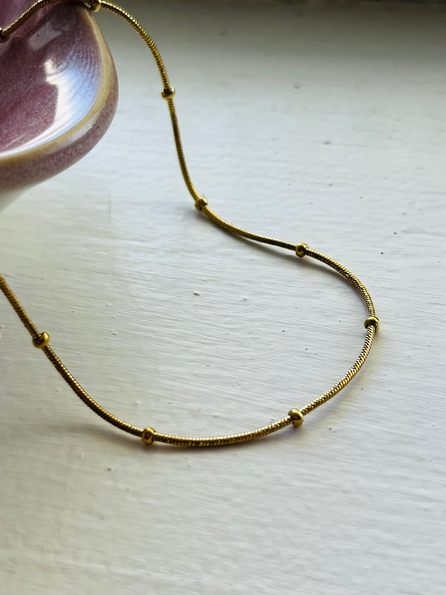 Lexi beaded chain gold necklace
