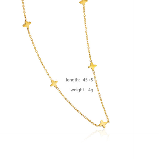 Nova clover shimmer disk gold necklace