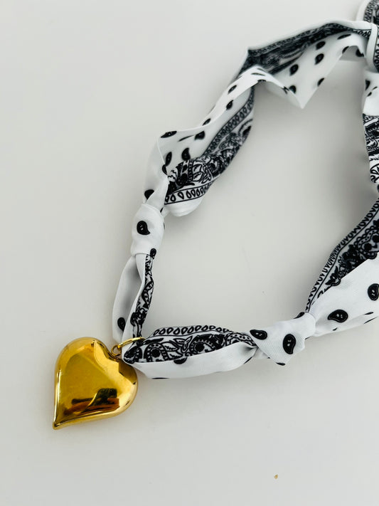 Heart classic bandana charm necklace
