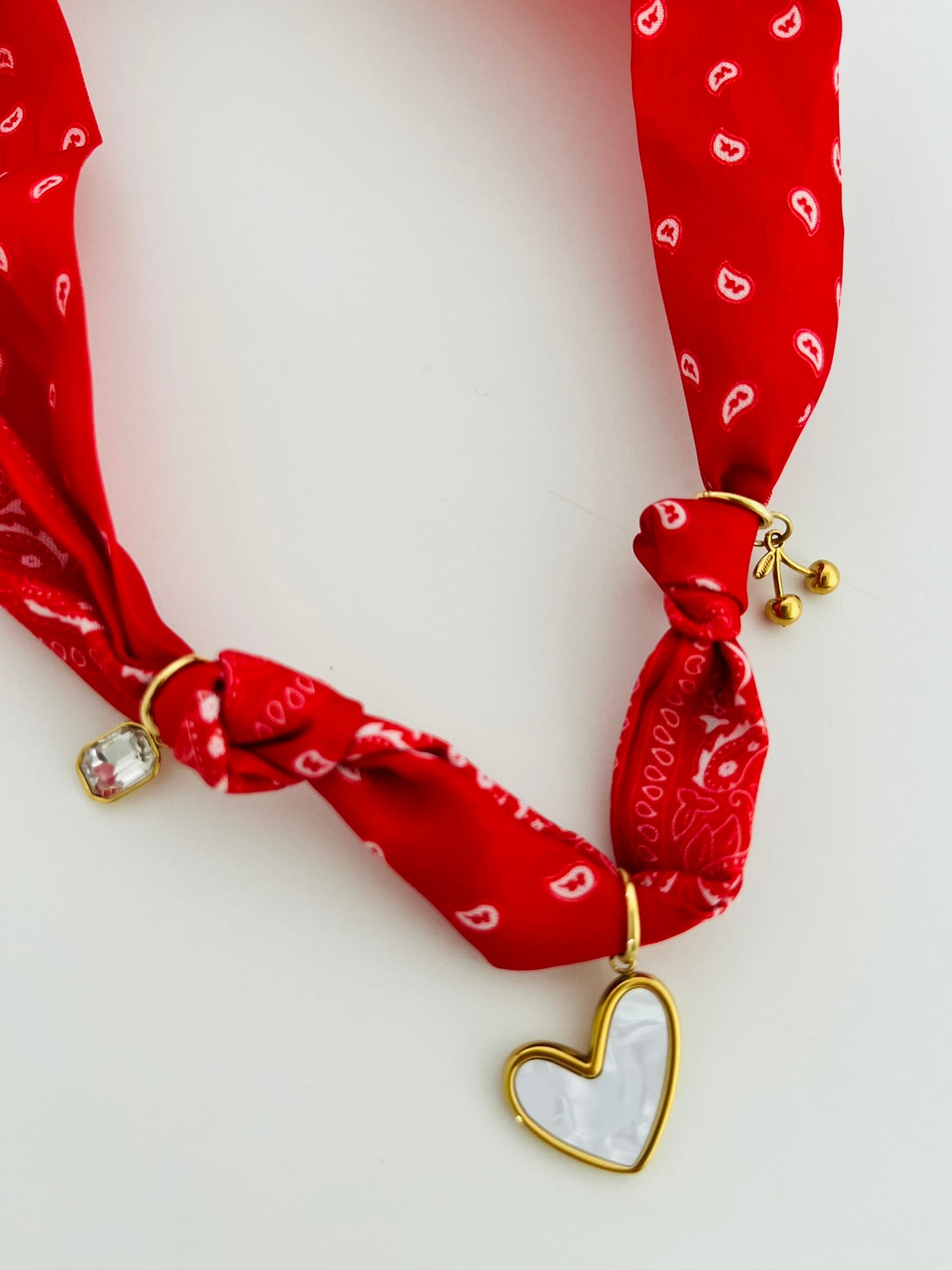 Red classic bandana charm necklace