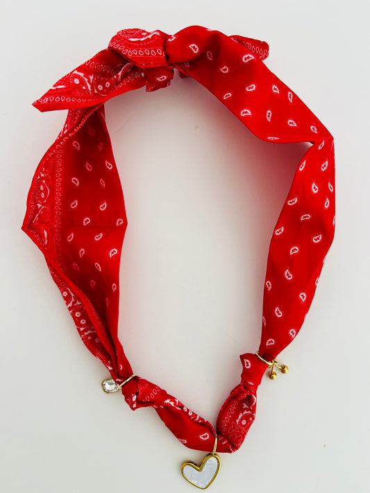 Red classic bandana charm necklace