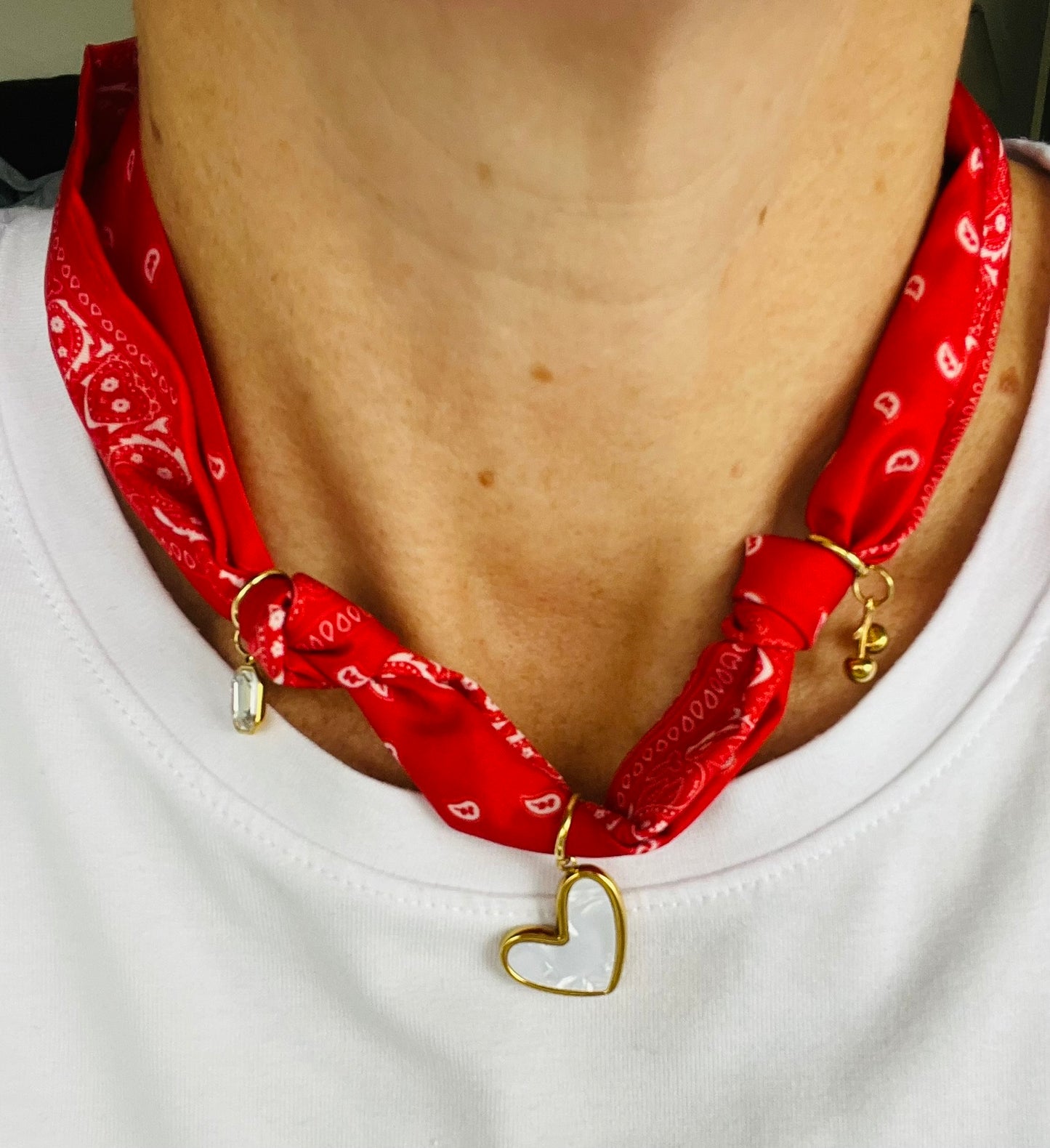 Red classic bandana charm necklace