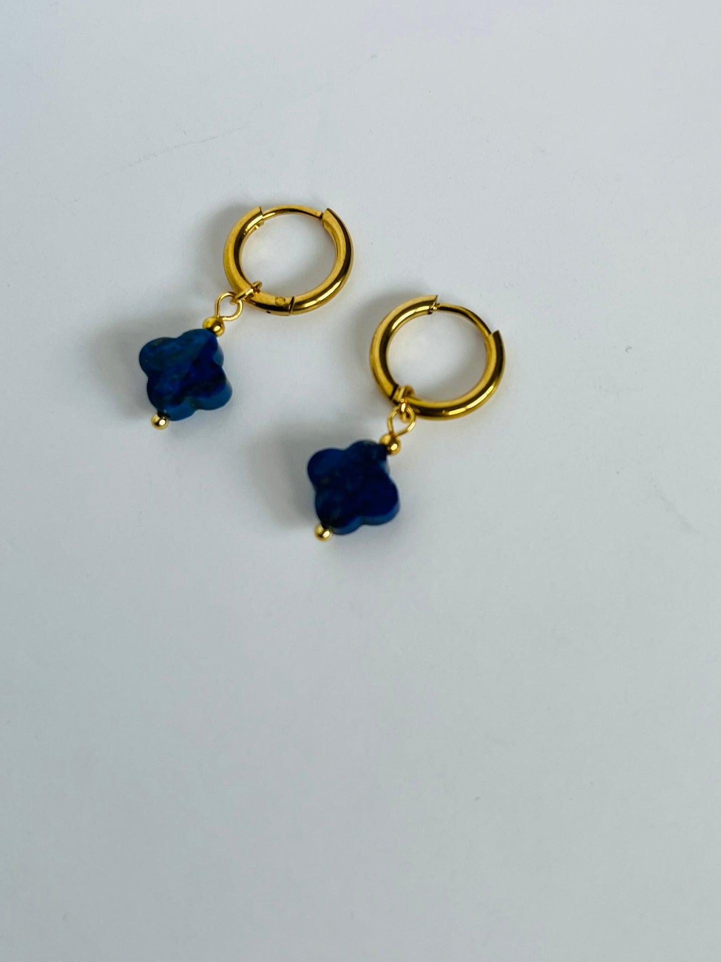 Sophie blue mini clover hoop earring