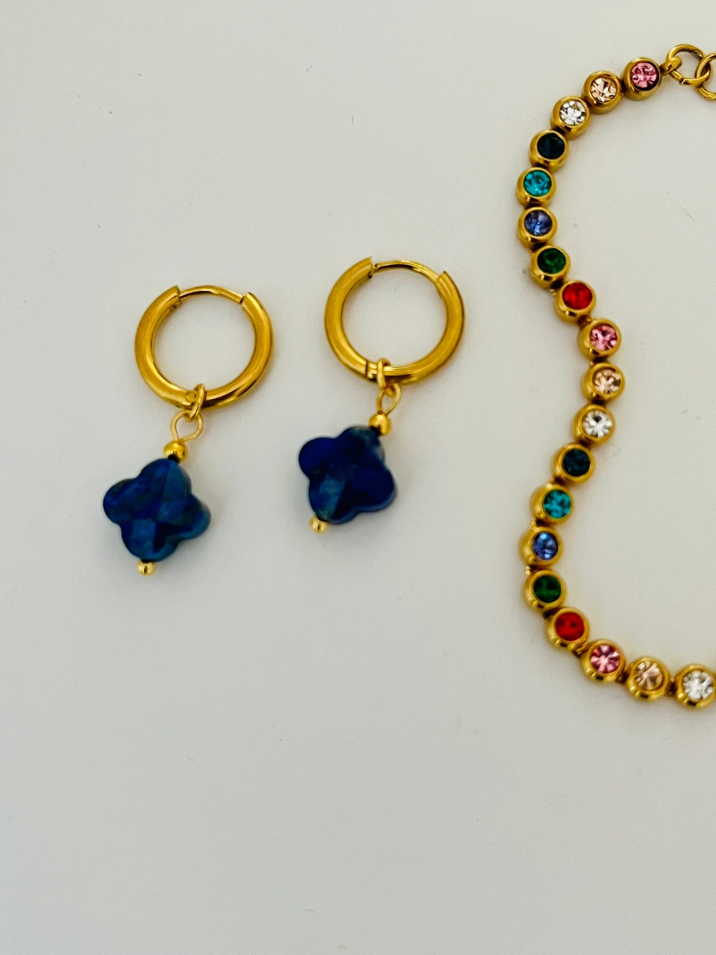 Sophie blue mini clover hoop earring