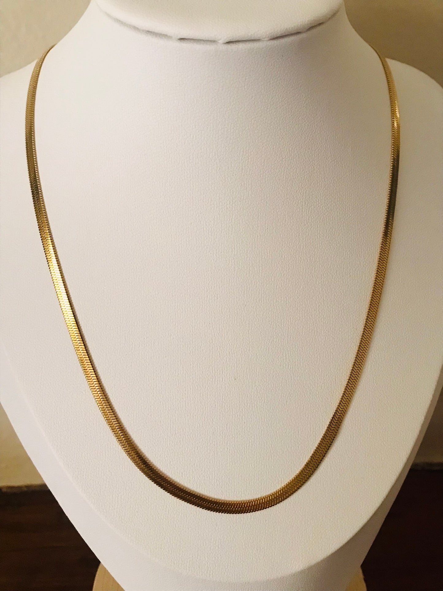 Fox and Rose herringbone snake chain gold necklace
