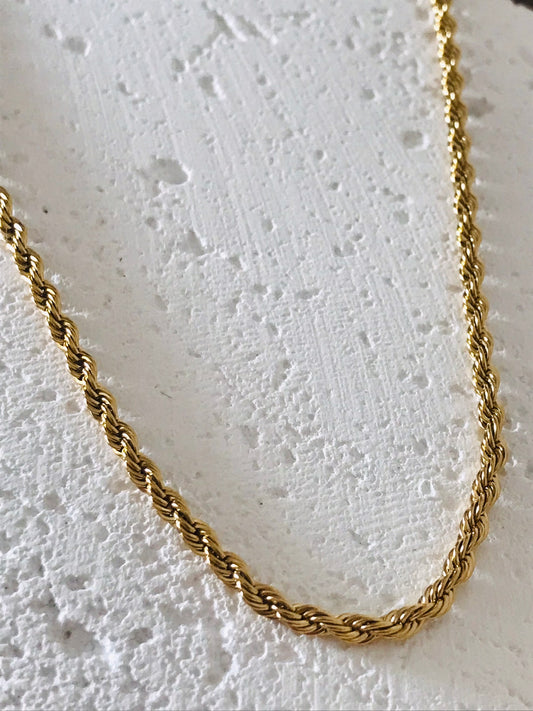 Piper French rope twisted gold necklace