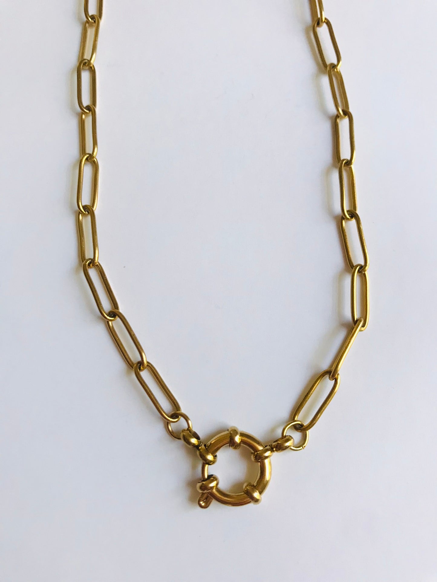 Billy paper clip chain gold necklace with mariner's clasp