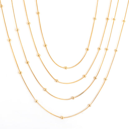 Lexi beaded round snake chain gold necklace