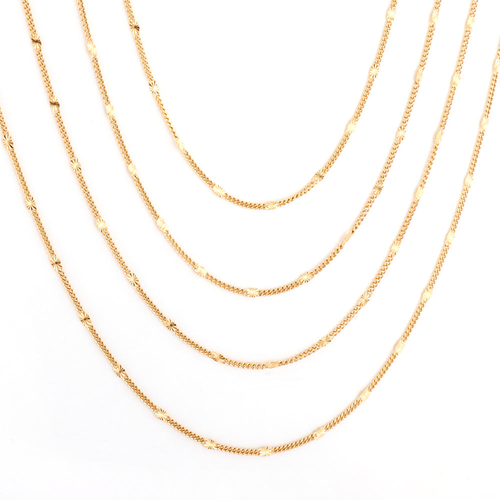 Logan stamped flat chain gold necklace