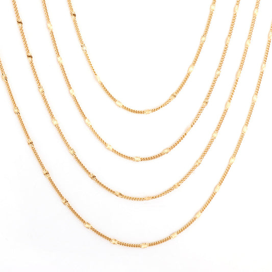 Logan stamped flat chain gold necklace