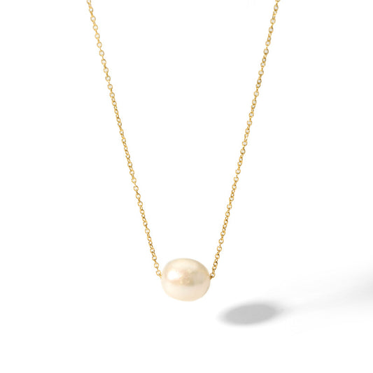 Fresh water pearl gold necklace