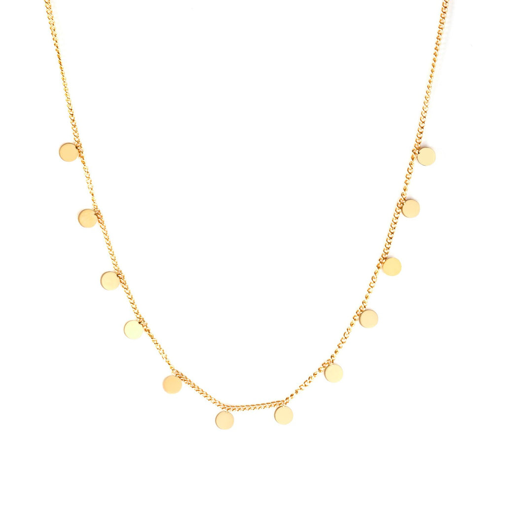 Nova shimmer disk gold necklace