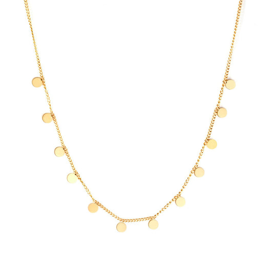 Nova shimmer disk gold necklace