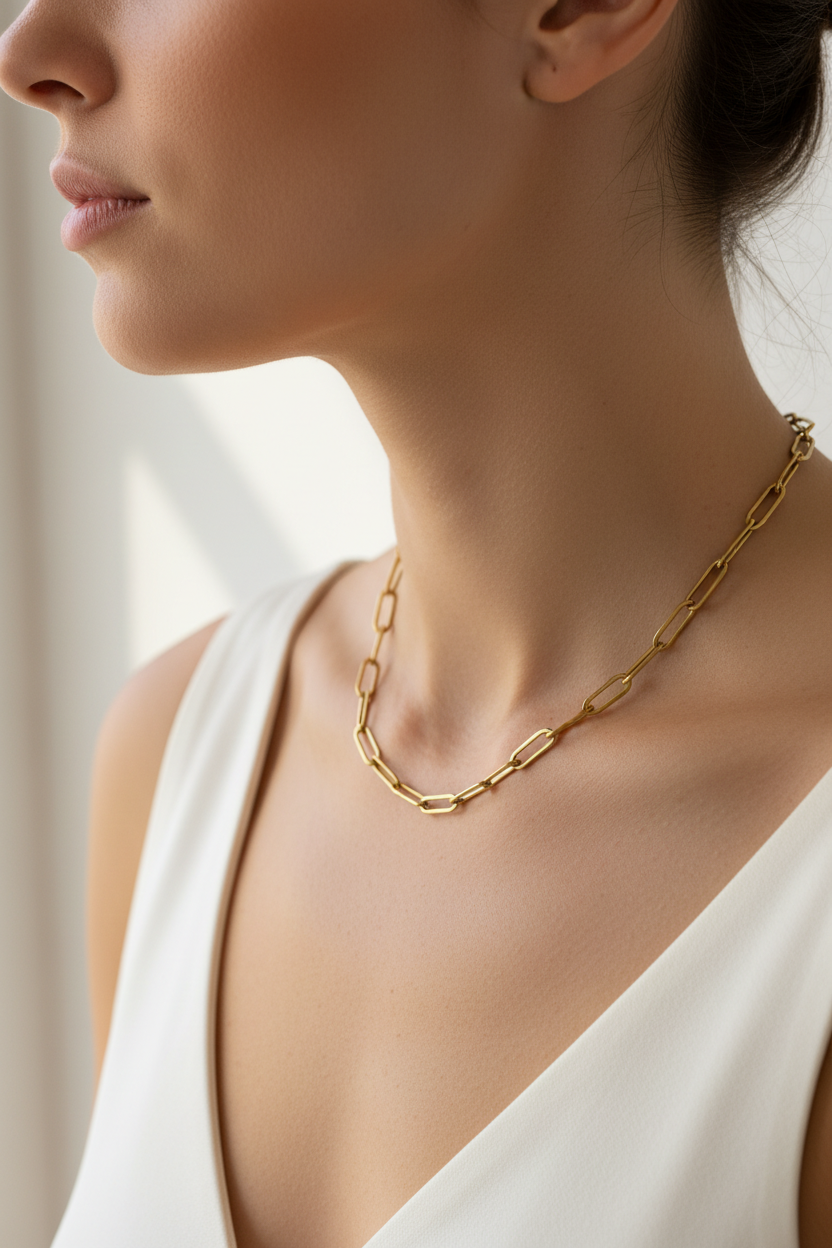 Woman wearing Sofia necklace - lifestyle shot
