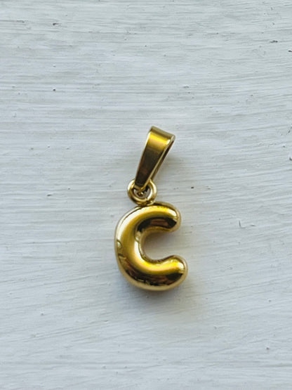 Bubble alphabet letter initial charm pendants