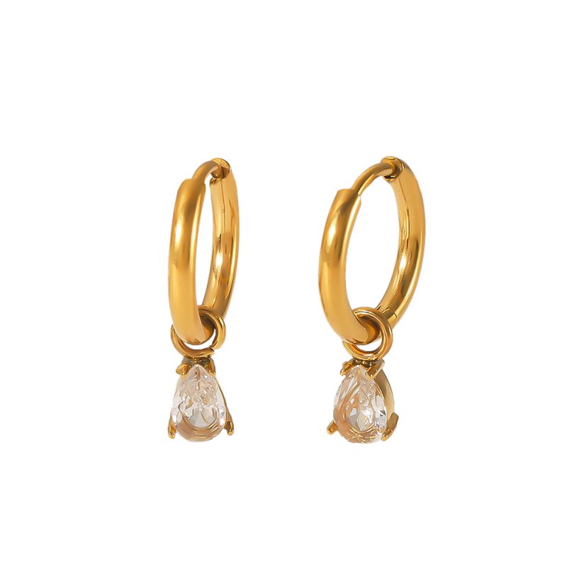 Lydia Pendant Gold Hoop Earrings