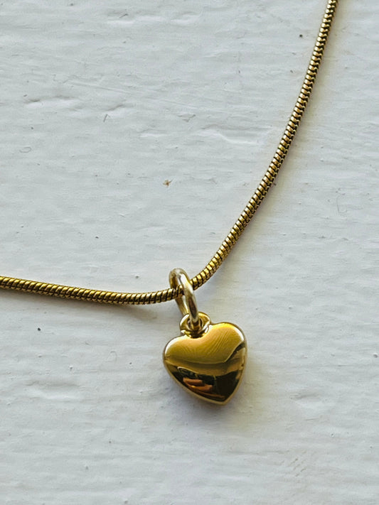 Tiny puff peach heart charm pendant