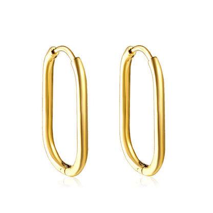 Mini oval geometric gold hoop earrings Waterproof and Tarnish proof