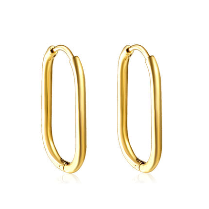 Mini oval geometric gold hoop earrings Waterproof and Tarnish proof