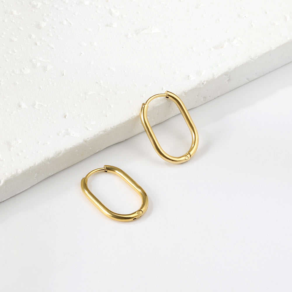 Melony mini oval geometric gold hoop earrings