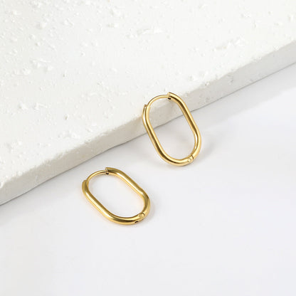 Melony mini oval geometric gold hoop earrings