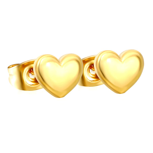 Sweetheart gold stud earrings