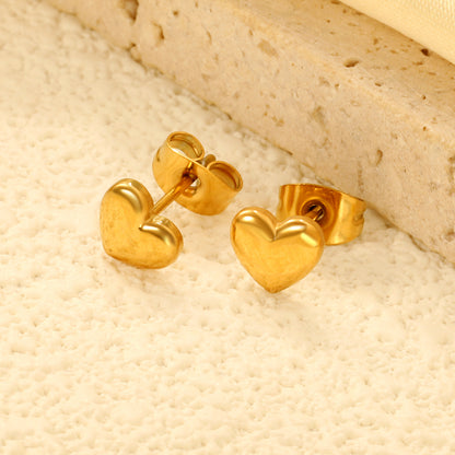Sweetheart gold stud earrings