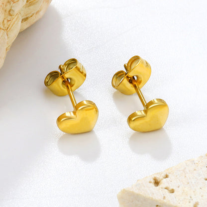 Sweetheart gold stud earrings