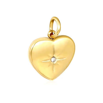 Eight pointed star heart gold charm