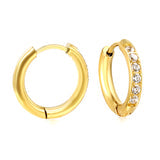 Lily inlaid gold hoop earrings