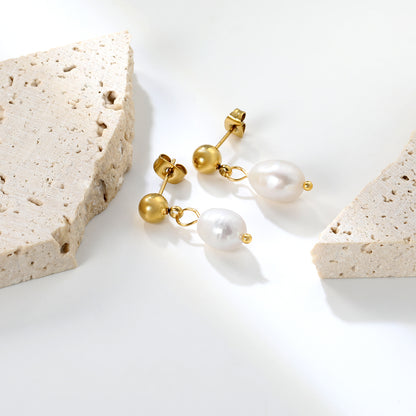 Pearl Stud Drop Earrings
